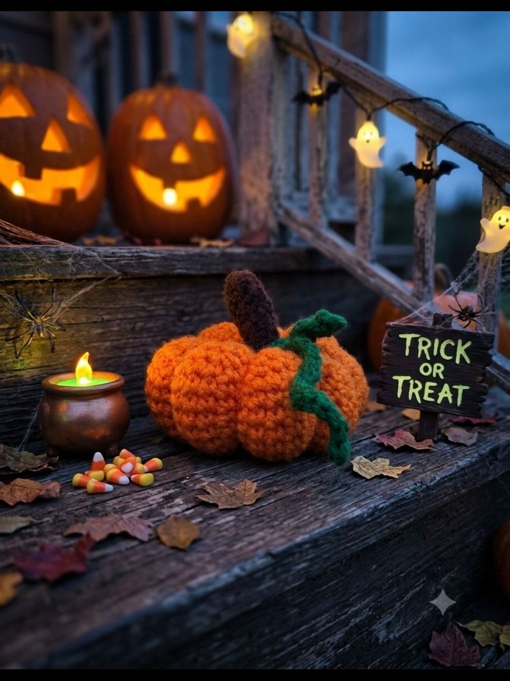 Handmade Crocheted Pumpkin Plushie - Picture 3 of 5